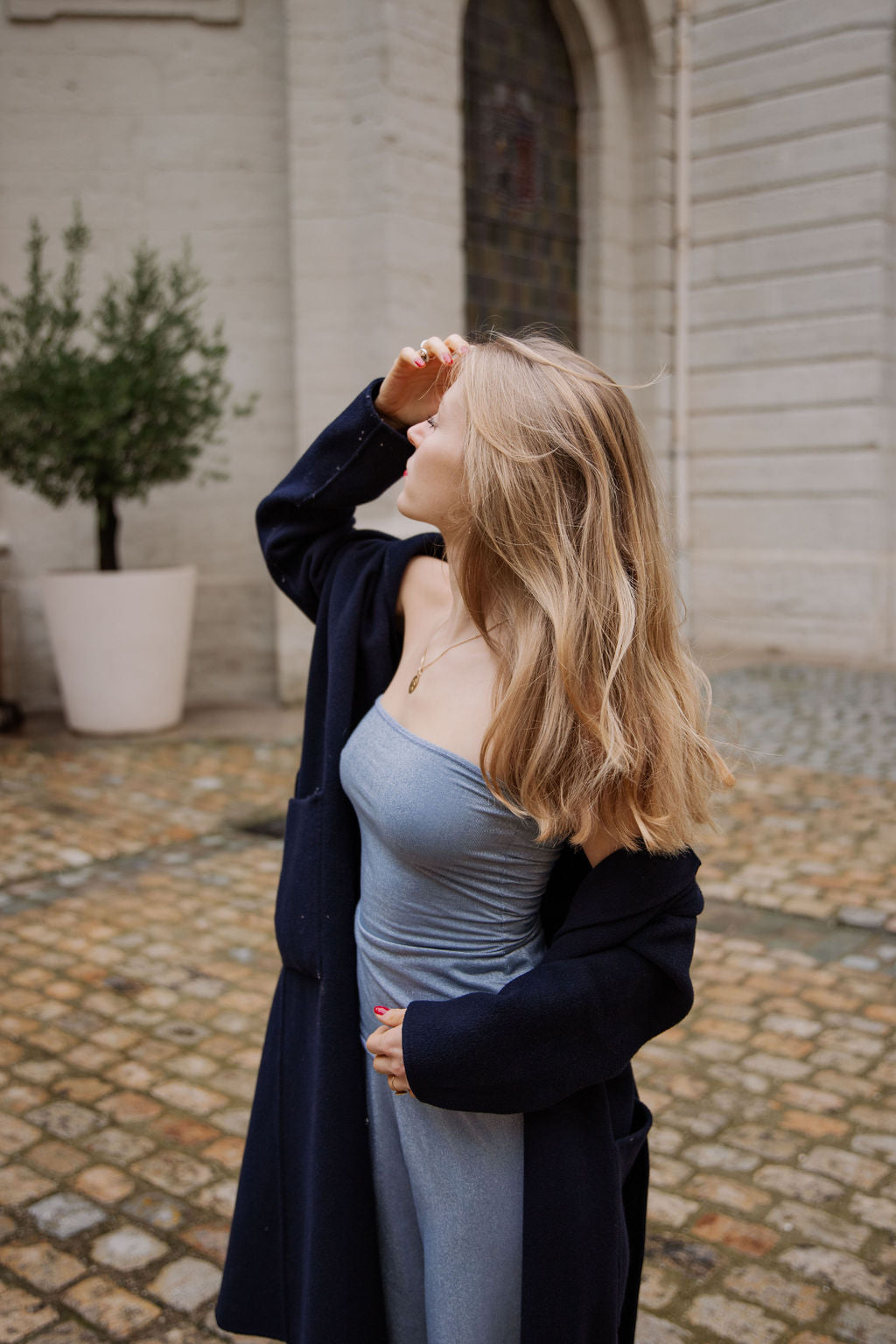 Top BRILLANTE - Haut bustier - Bleu parsemé de paillettes