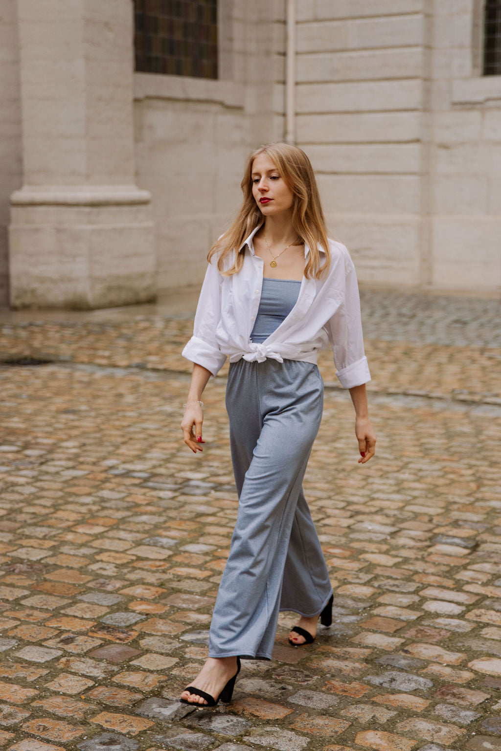 Top BRILLANTE - Haut bustier - Bleu parsemé de paillettes