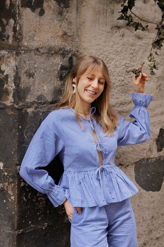 Blouse LUMINEUSE - Vichy bleu marine