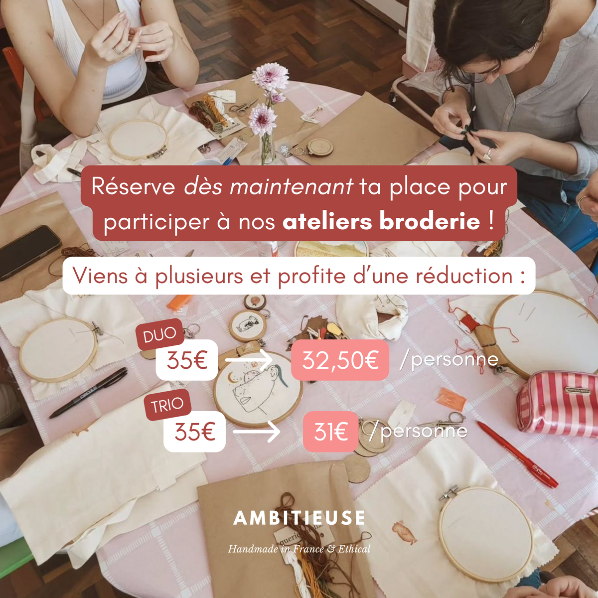 Atelier Broderie Lyon - Créez votre pièce unique en 1h30