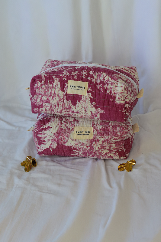 Trousse VOYAGEUSE - Toile de Jouy