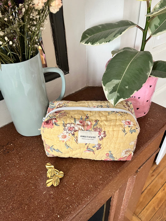 Trousse VOYAGEUSE - Fleurie jaune