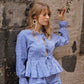 Blouse LUMINEUSE - Vichy bleu marine