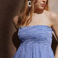 Haut bandeau smocké - Vichy bleu marine