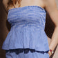 Haut bandeau smocké - Vichy bleu marine