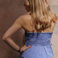 Haut bandeau smocké - Vichy bleu marine