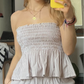 Haut bandeau smocké - Vichy sable