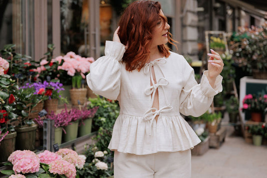 Blouse LUMINEUSE - Jacquard blanc cassé